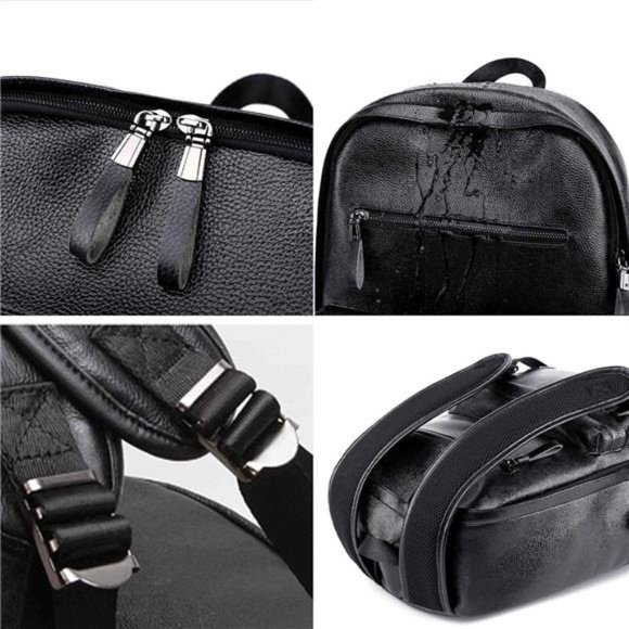Black Leather Laptop Backpack for Men or Women main image 7